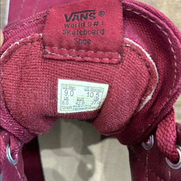 Vans Maroon High-Top Sneakers with White Stripe - Picture 5 of 6